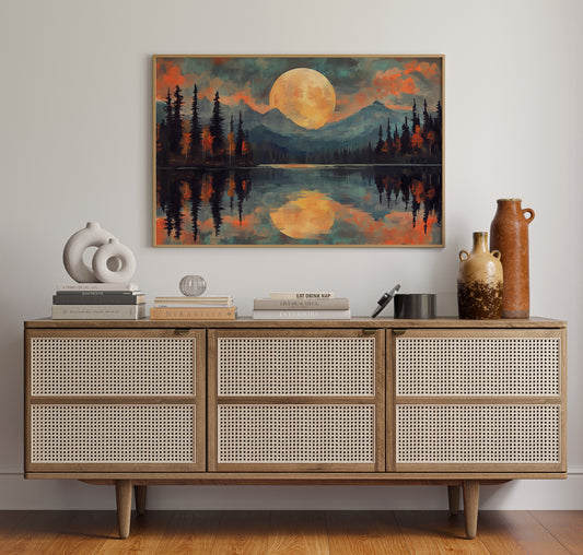 Moonlit Lake Mirrors Mountain Dreams