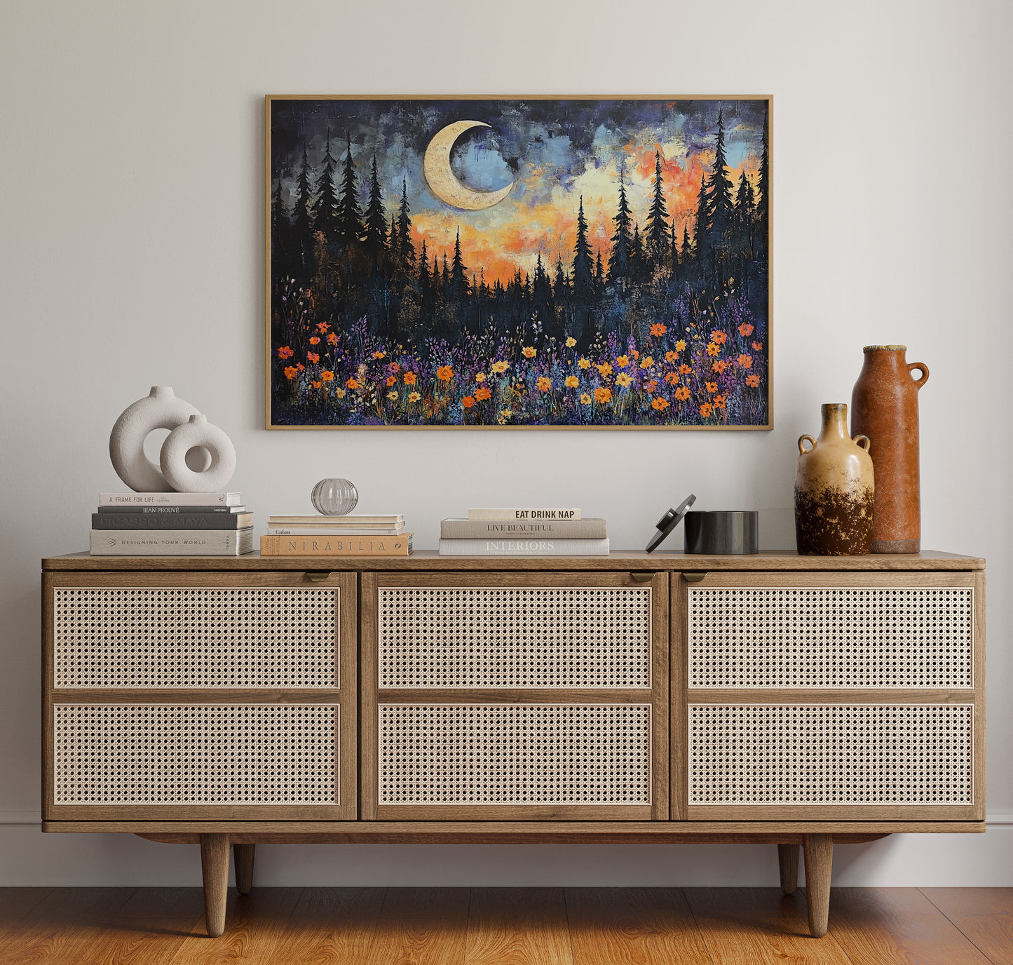 Moonlit Meadow Catches Fire Above