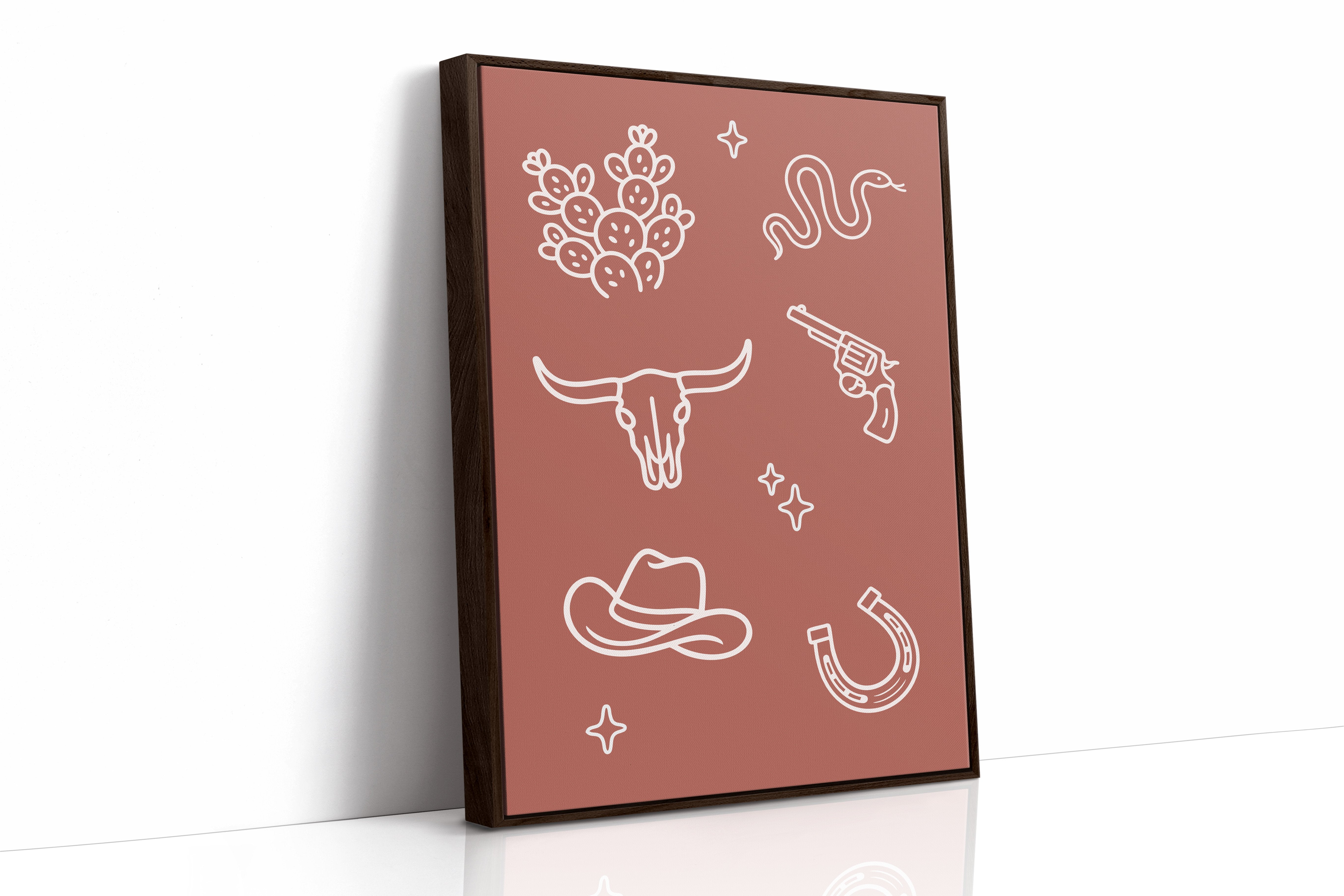 Desert Icons Under Terracotta Sky