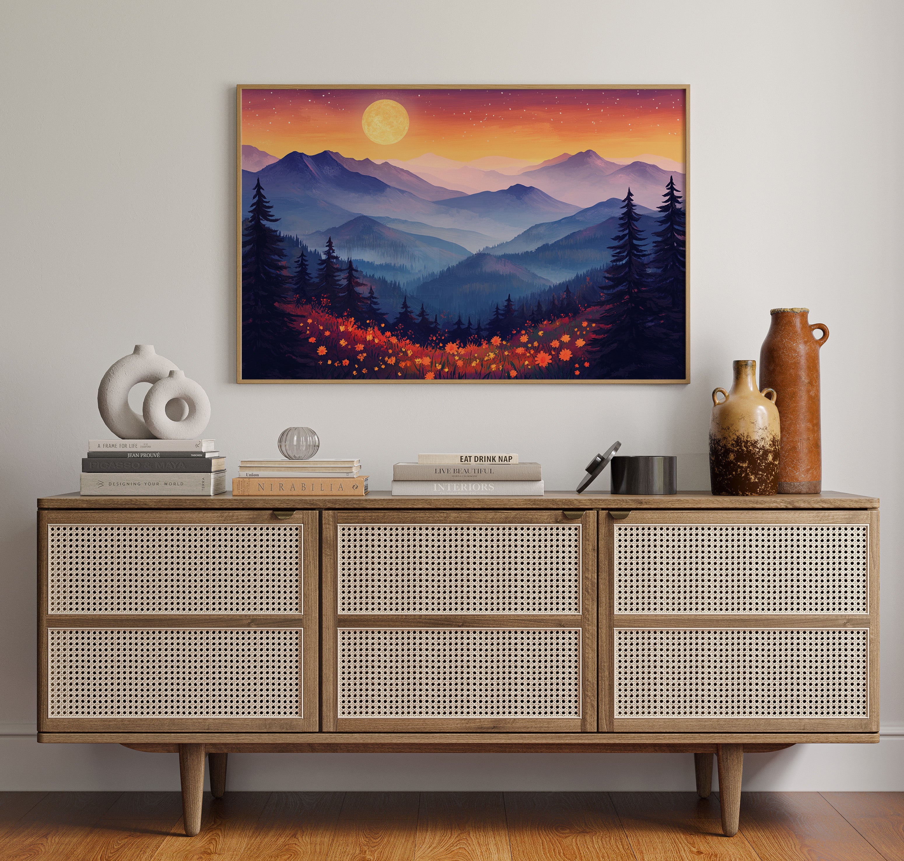 Moonlit Meadows Paint Mountain Dreams