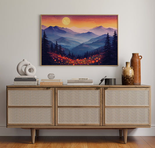 Moonlit Meadows Paint Mountain Dreams