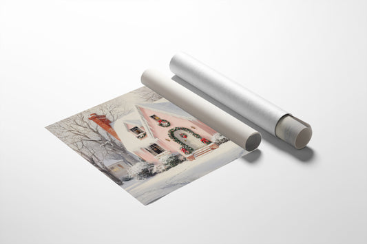 Pink Cottage Wears Winter's Crown