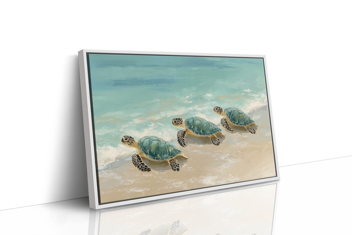 Sea Turtles Drift Through Turquoise