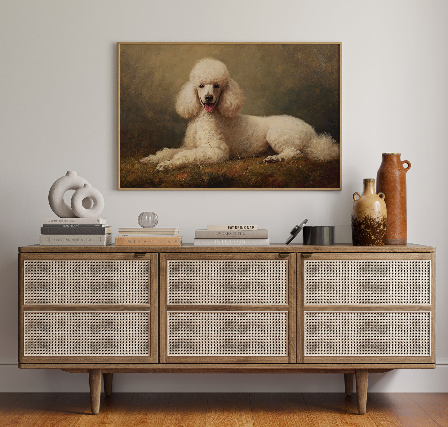 Noble Poodle Rests In Autumn Light