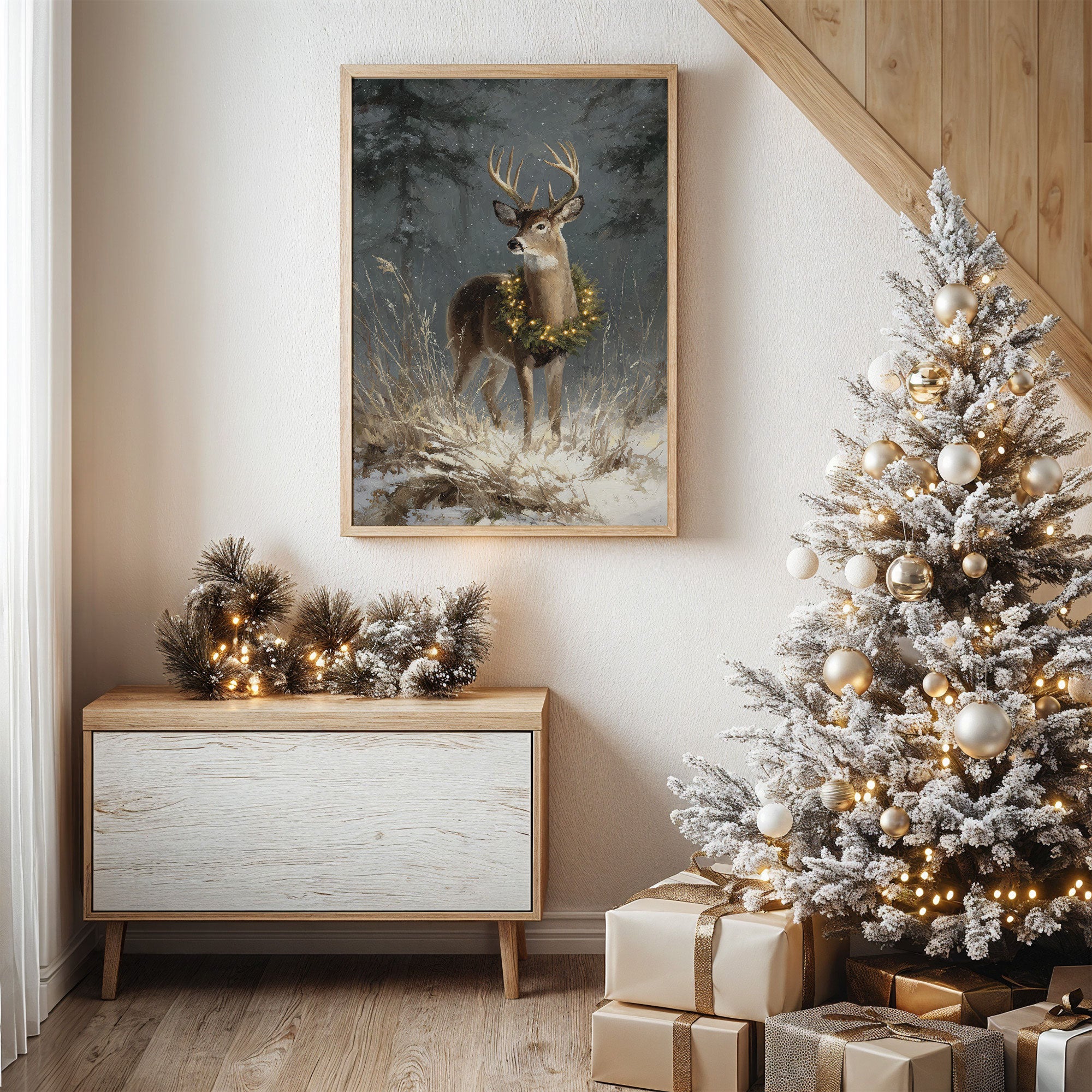 Starlit Stag Wears Winter's Crown