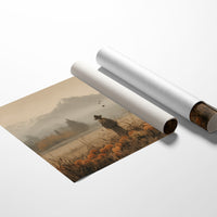 Autumn Field Watcher Stands Alone