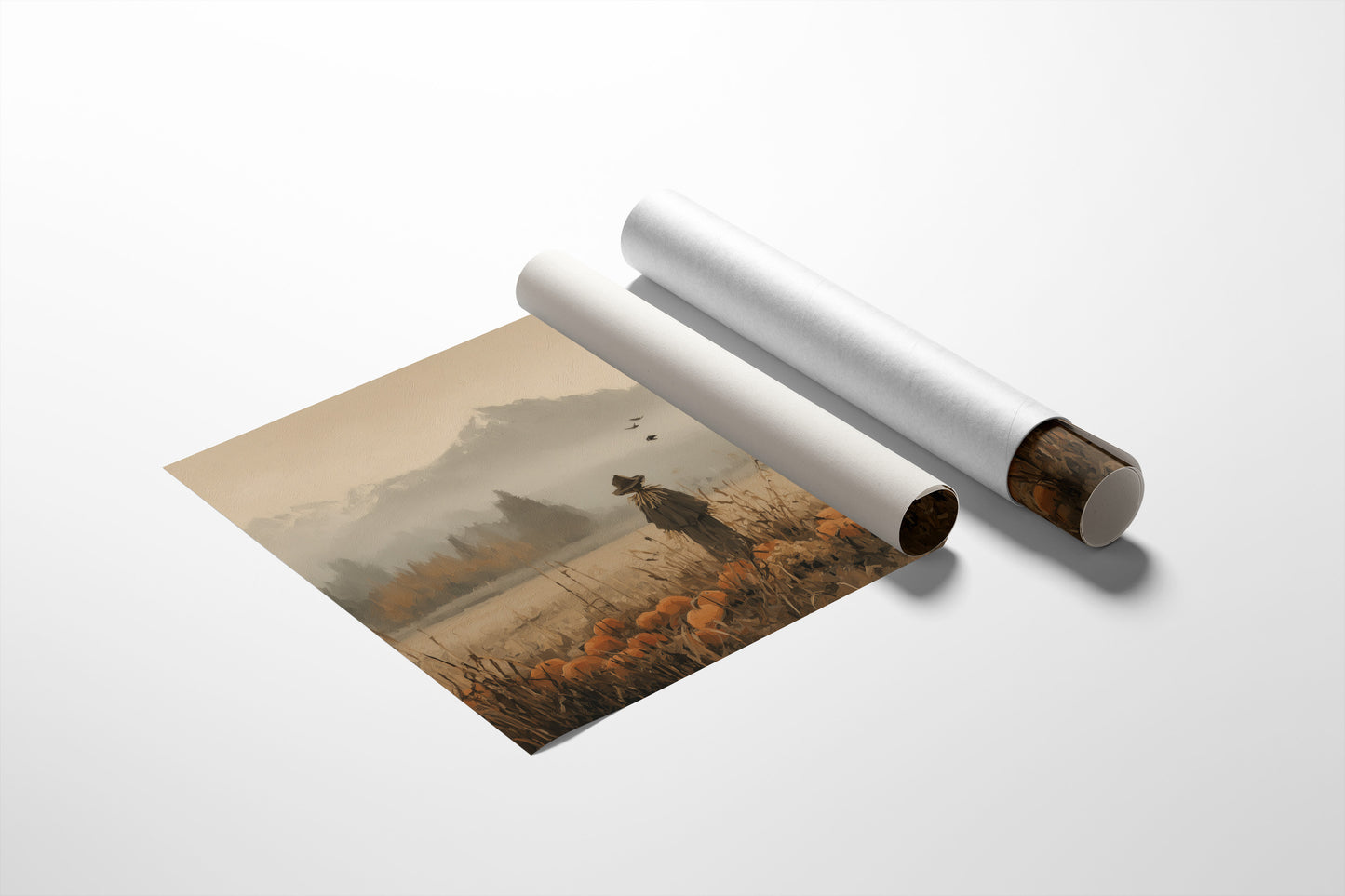 Autumn Field Watcher Stands Alone