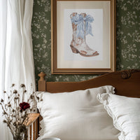 Blue Ribbons Dance On Ranch Leather
