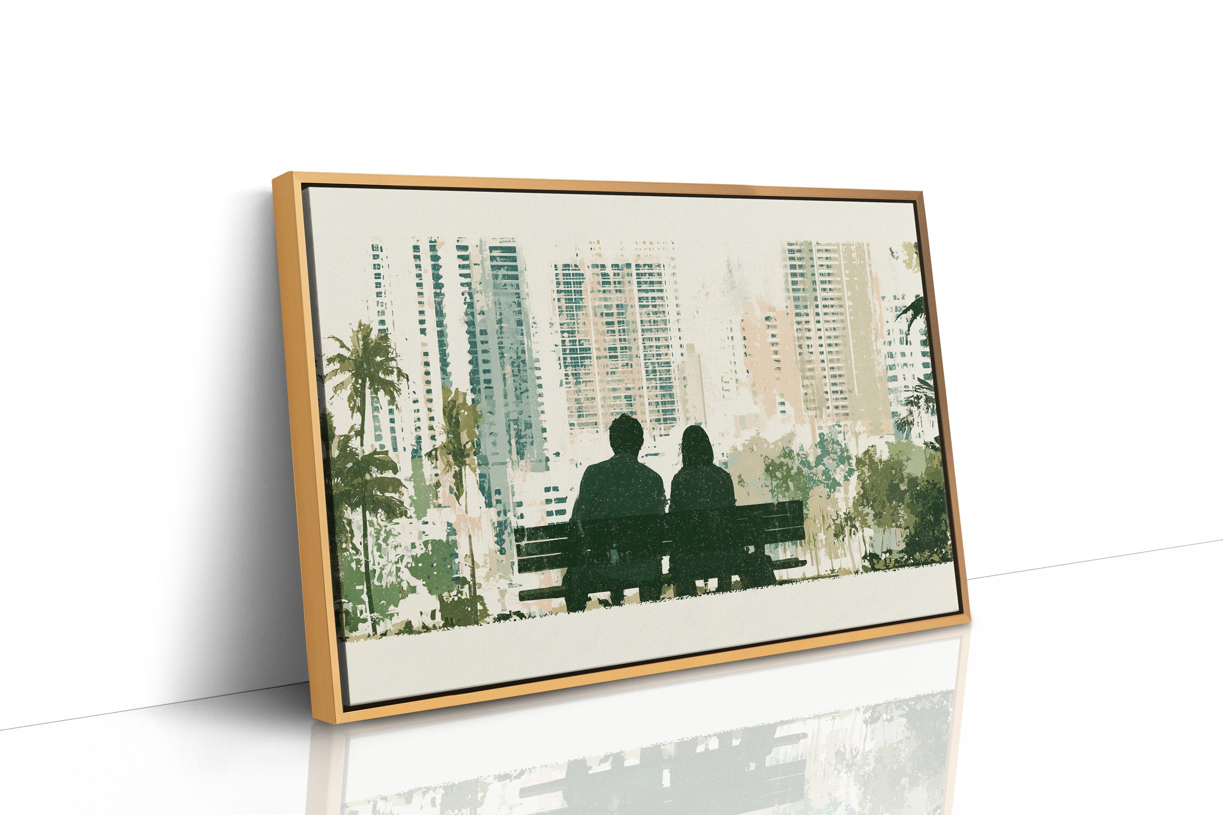 Park Bench, City Backdrop