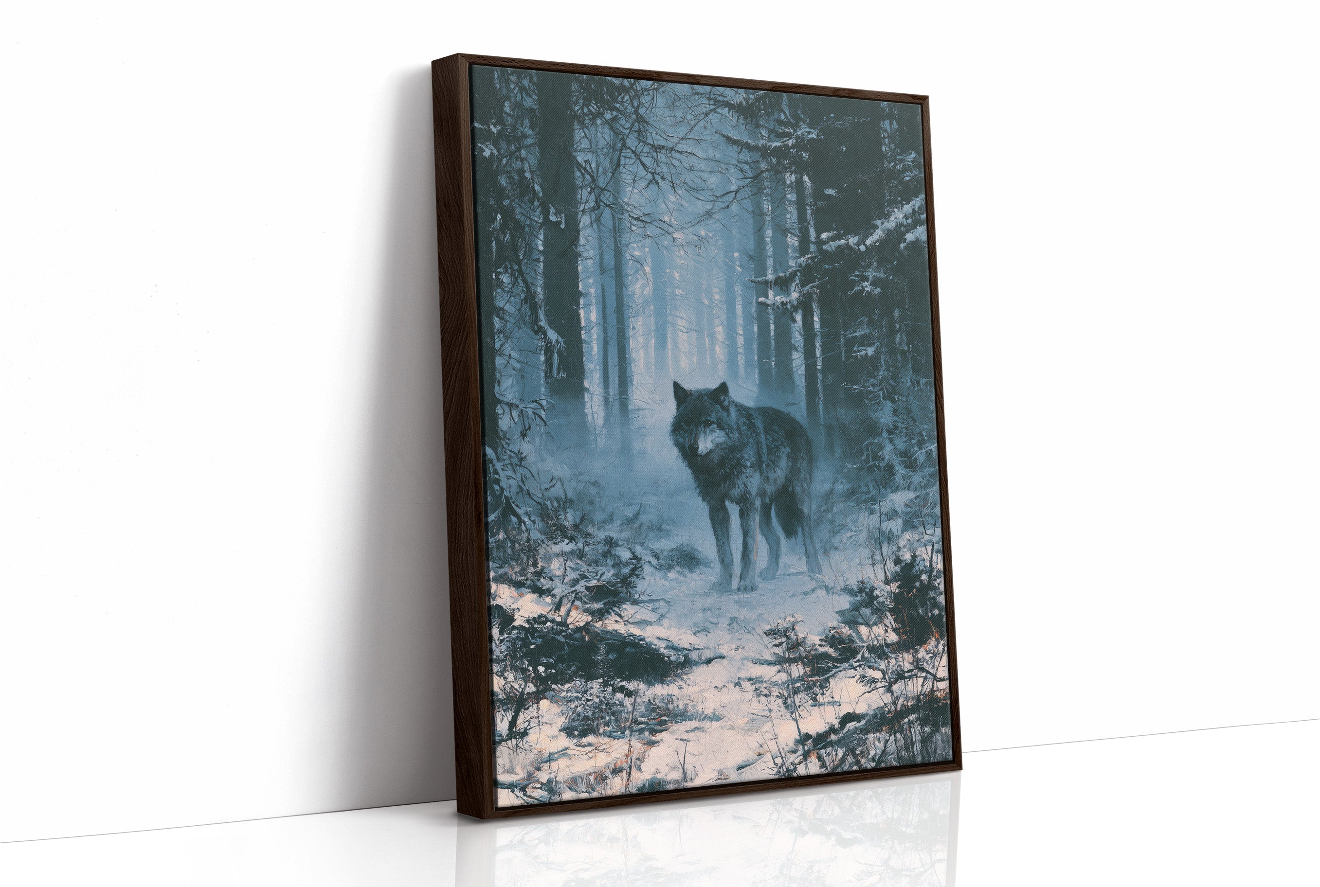 Wolf's Gaze Through Winter Woods