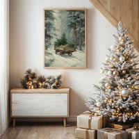 Forgotten Wagon In Winter Woods