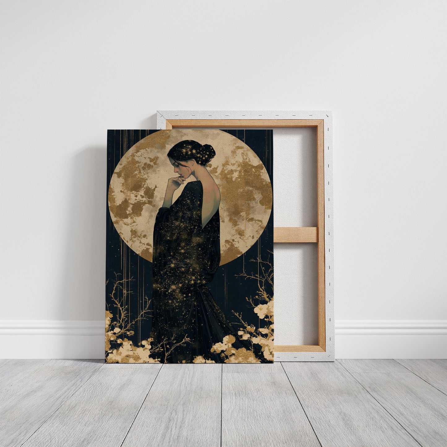 Woman Cloaked In Starlight Gown