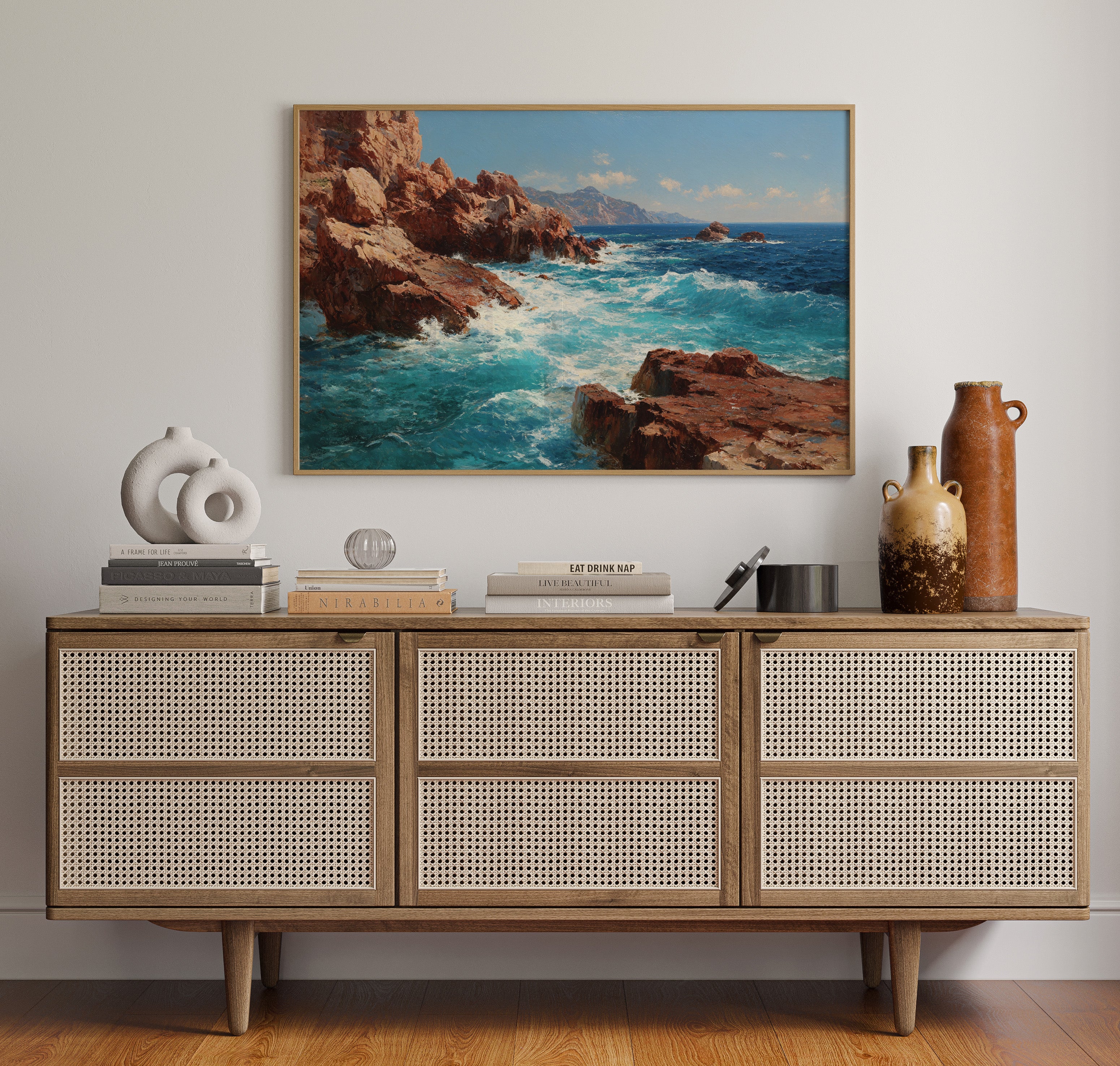 Tides Dance Against Crimson Cliffs