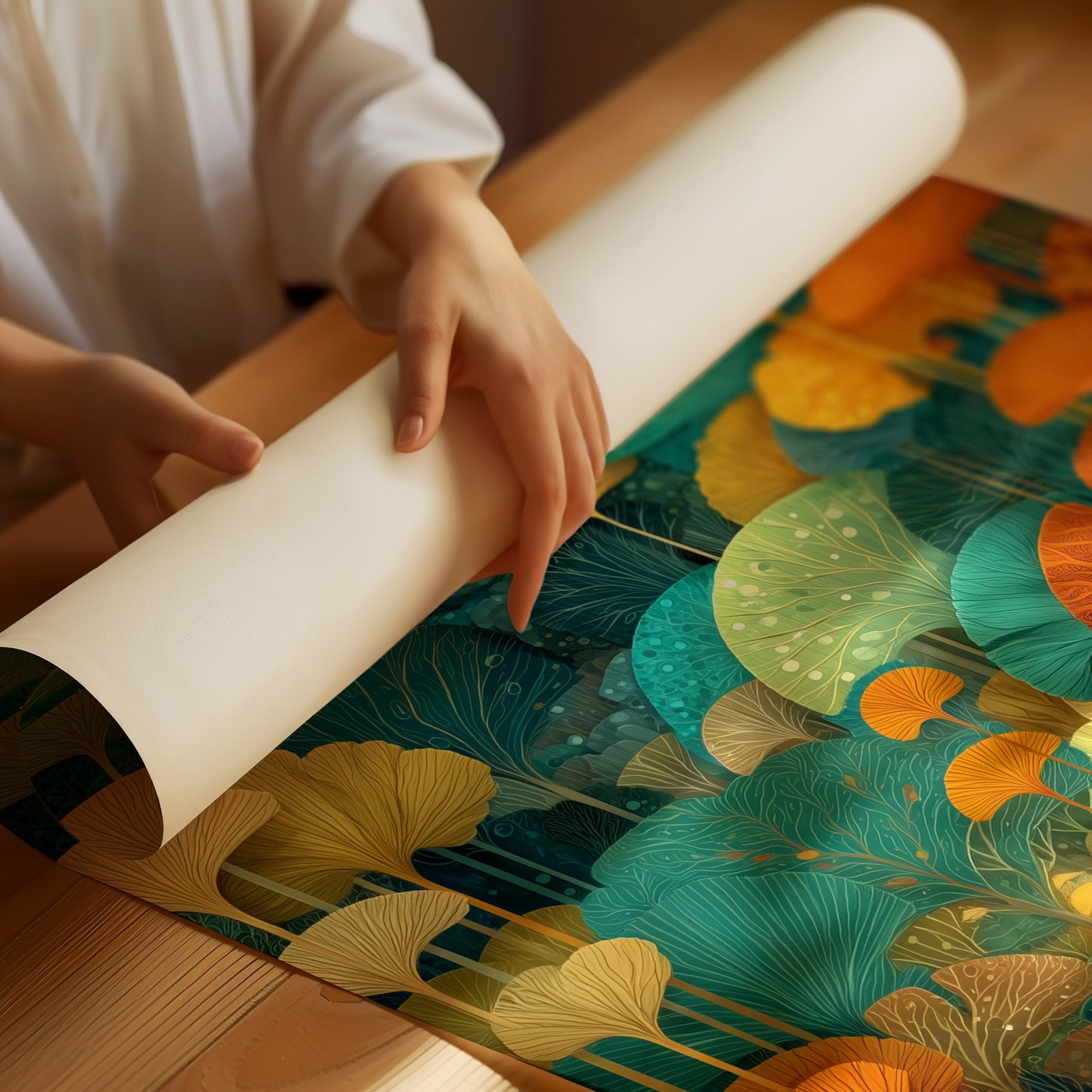 Moonlit Ginkgo Garden Glows Bright