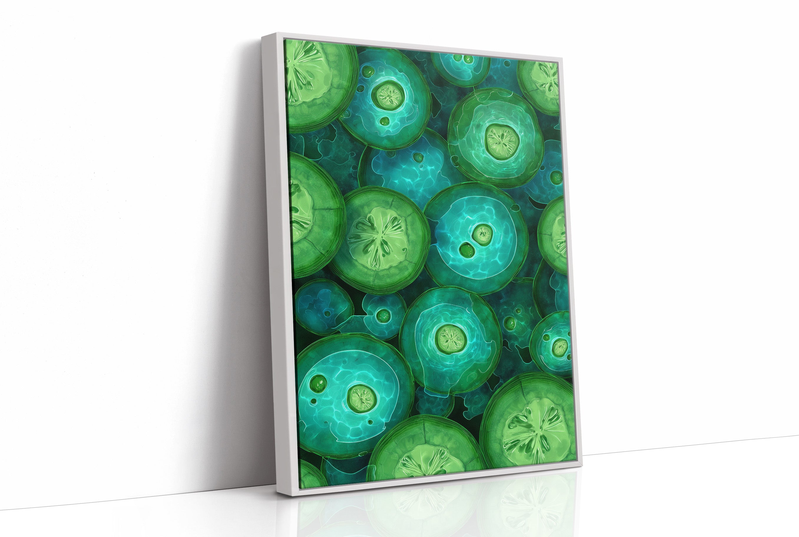 Emerald Slices in Still Water