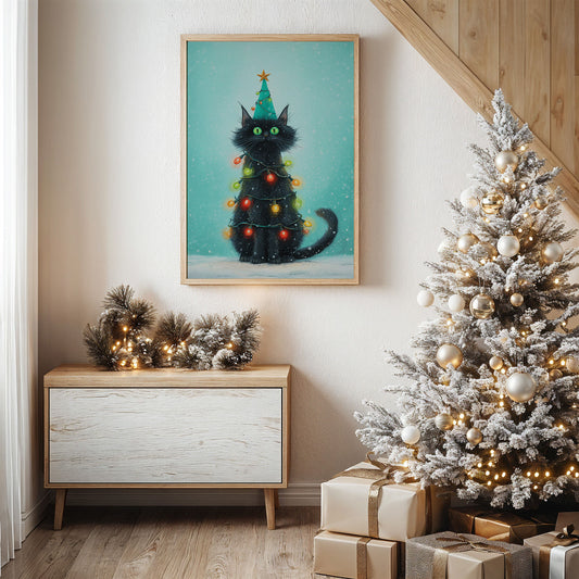 Black Cat Becomes Christmas Magic