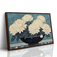 Cream Dahlias On Midnight Waters