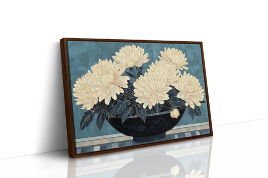 Cream Dahlias On Midnight Waters