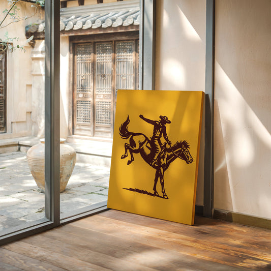 Vintage Rodeo Cowboy Silhouette Print