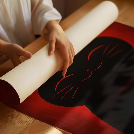 Black Cat Basks In Crimson Light