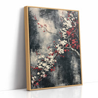 Cherry Blossoms on Charcoal Silk