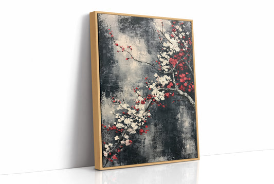 Cherry Blossoms on Charcoal Silk