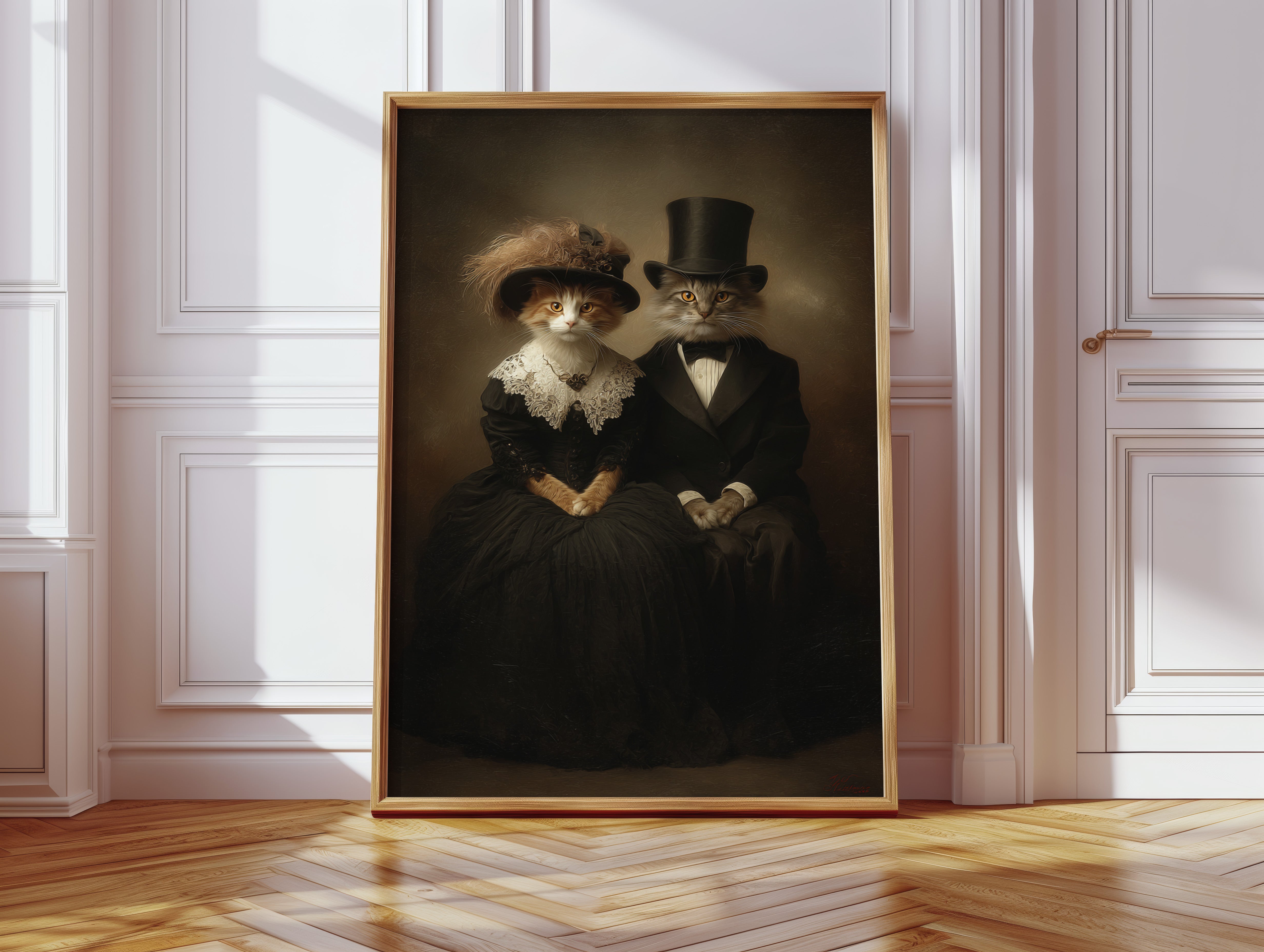 Feline Elegance in Vintage Attire