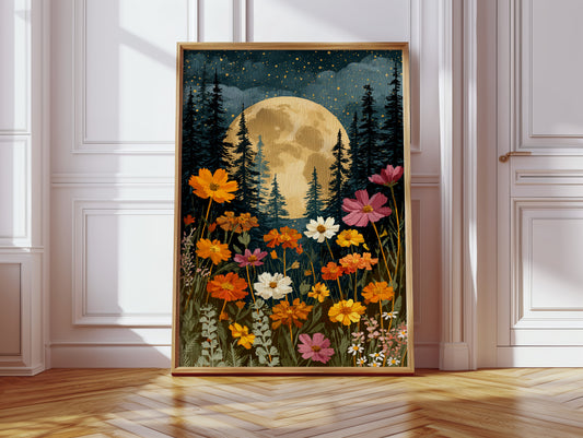 Moonlit Bloom Beneath Ancient Pines
