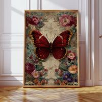 Crimson Wings Among Blossoms
