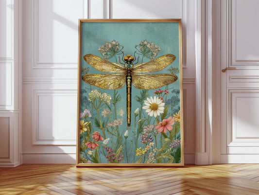 Golden Wings Amidst Wild Blooms