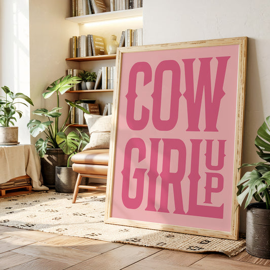 Cowgirl Up Pink Western Poster