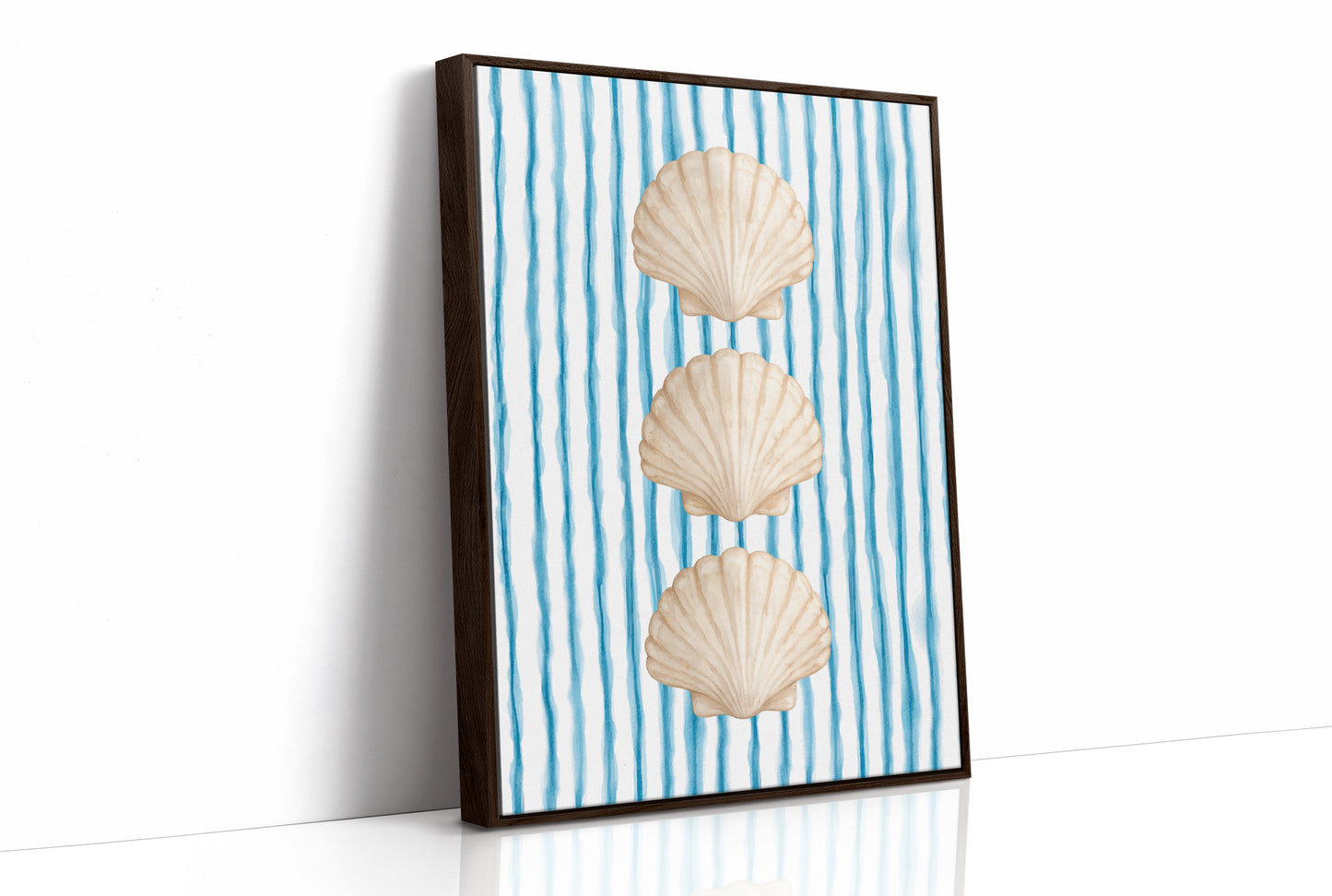 Oceanic Rhythm: Shells Against Azure Streams