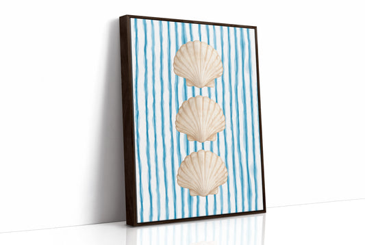 Oceanic Rhythm: Shells Against Azure Streams