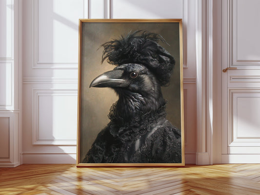 Elegantly Dressed Raven in Lace