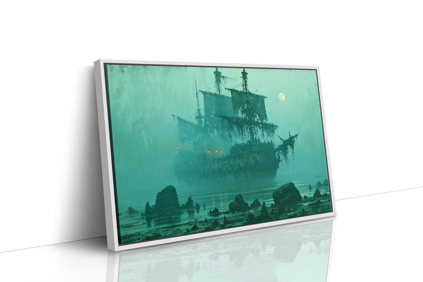 Ghost Ship Under Full Moon