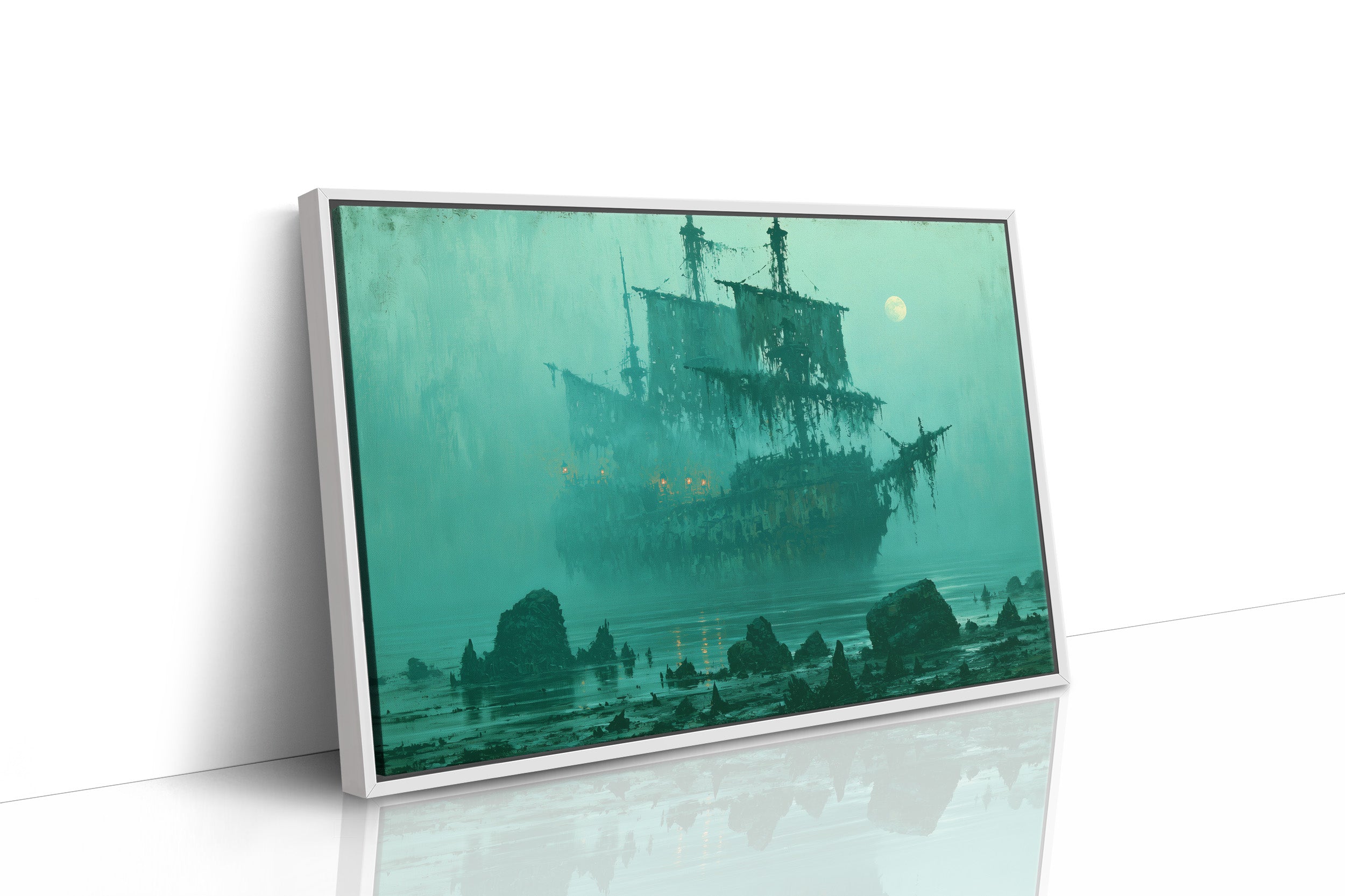 Ghost Ship Under Full Moon