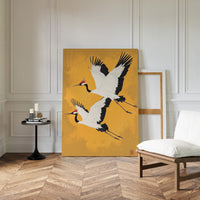 Japanese Red-Crowned Cranes – Elegant Minimalist Wall Art