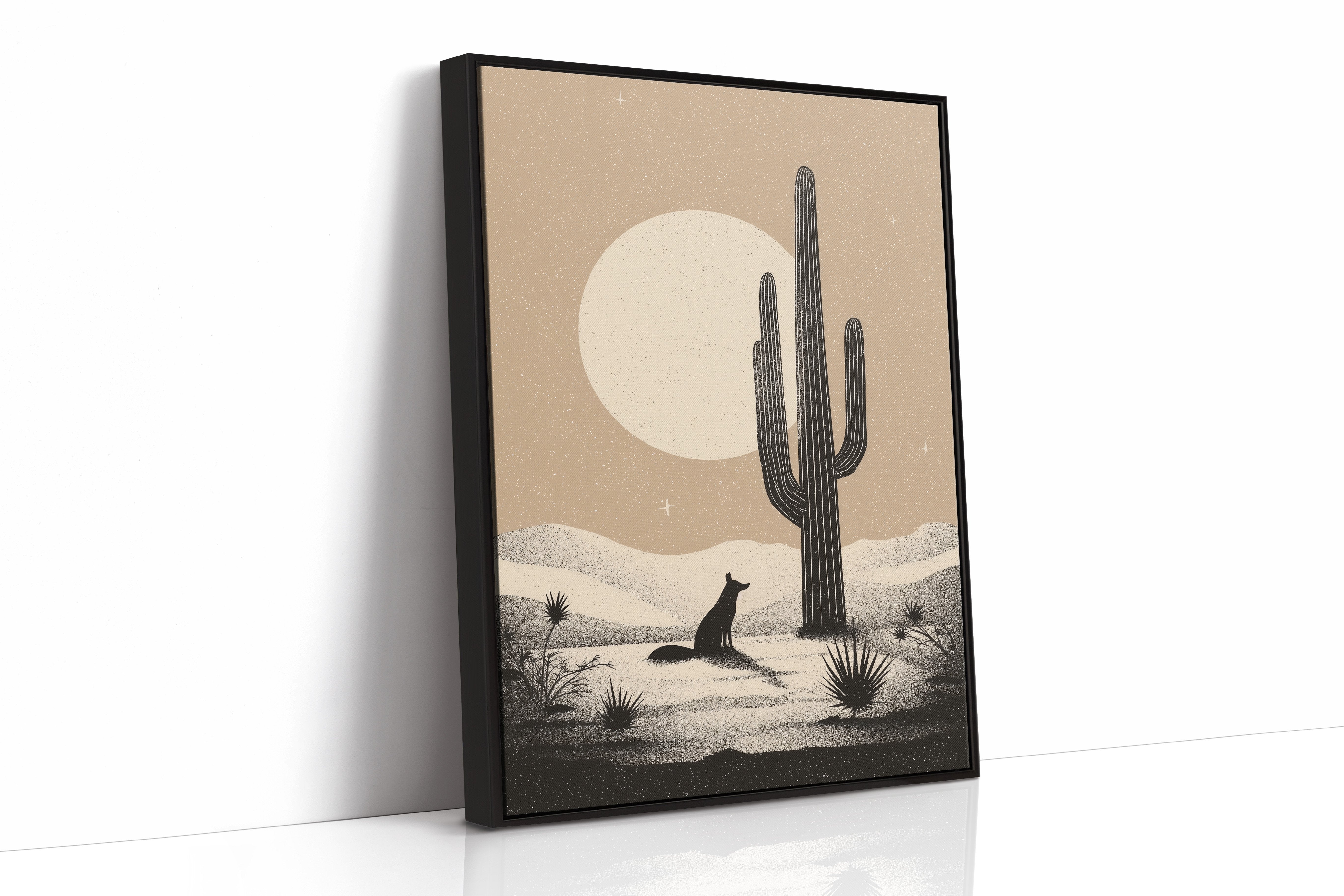 Coyote Waits Under Desert Moon