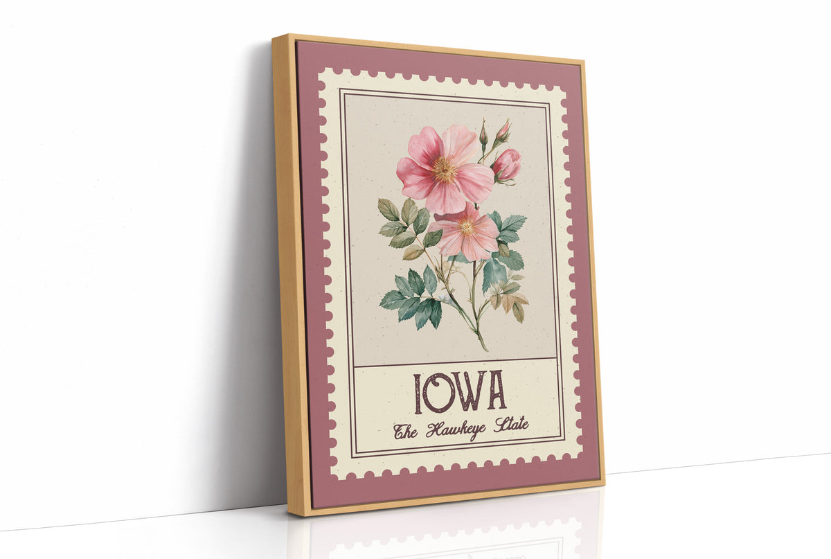 Iowa Wild Rose Watercolor Stamp