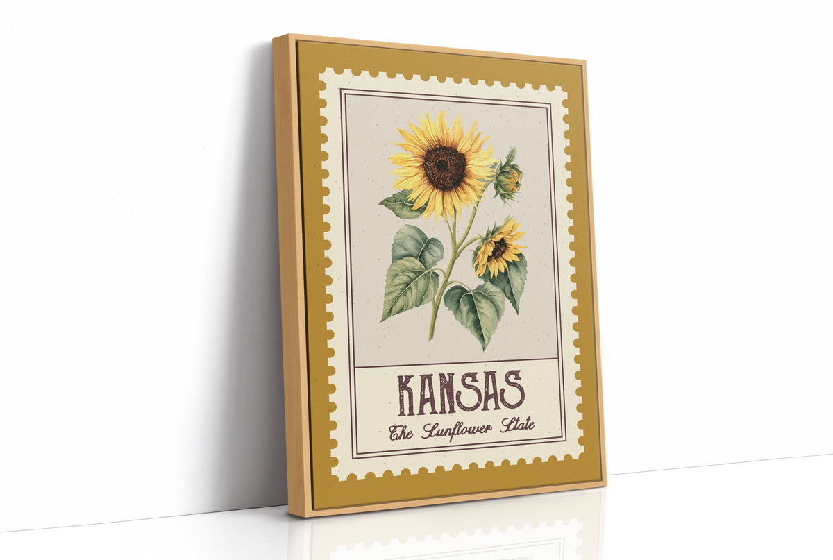 Kansas Sunflower Watercolor Stamp