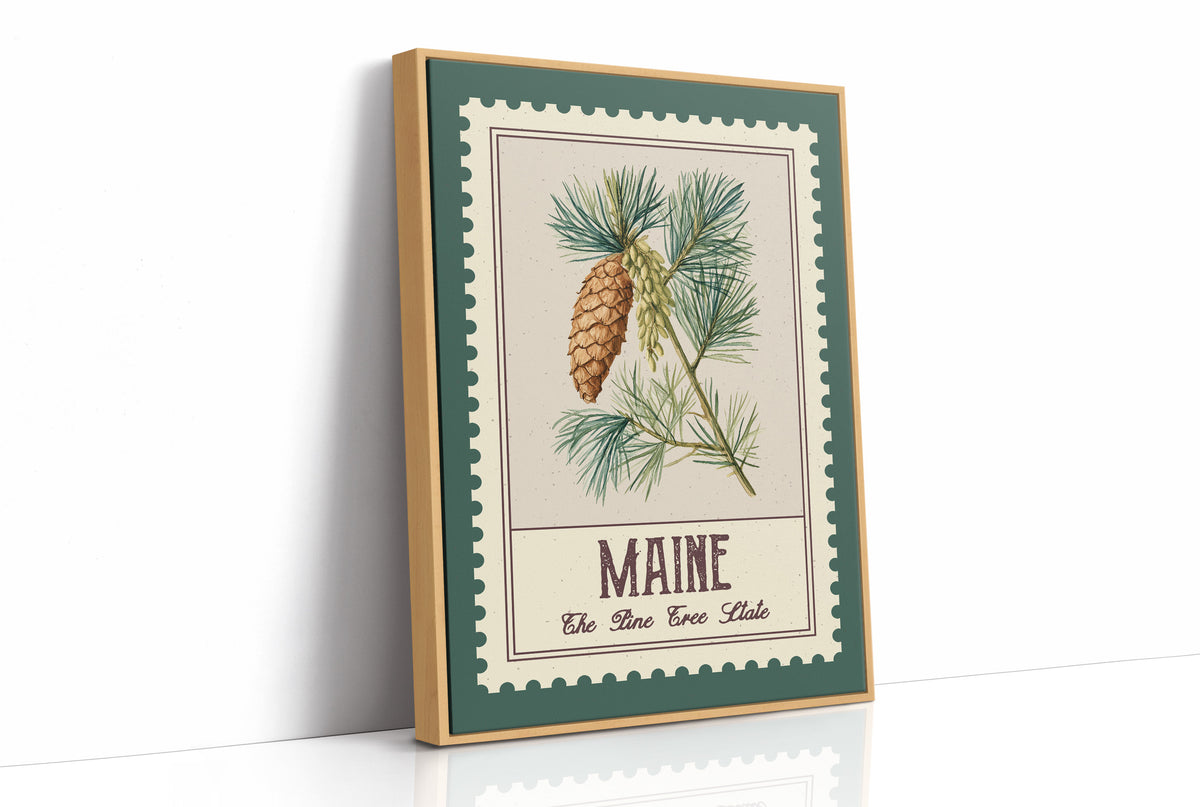 Maine White Pine Cone Watercolor Stamp