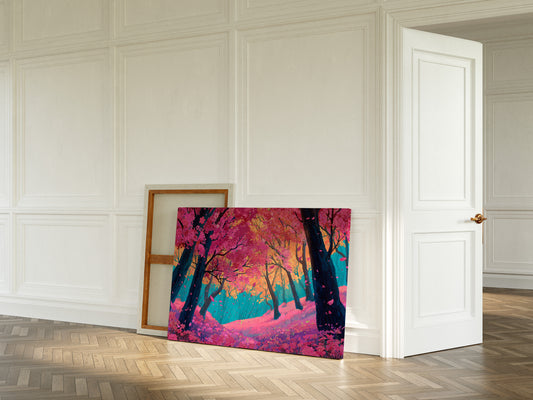 Cherry Blossoms Dance In Turquoise Light