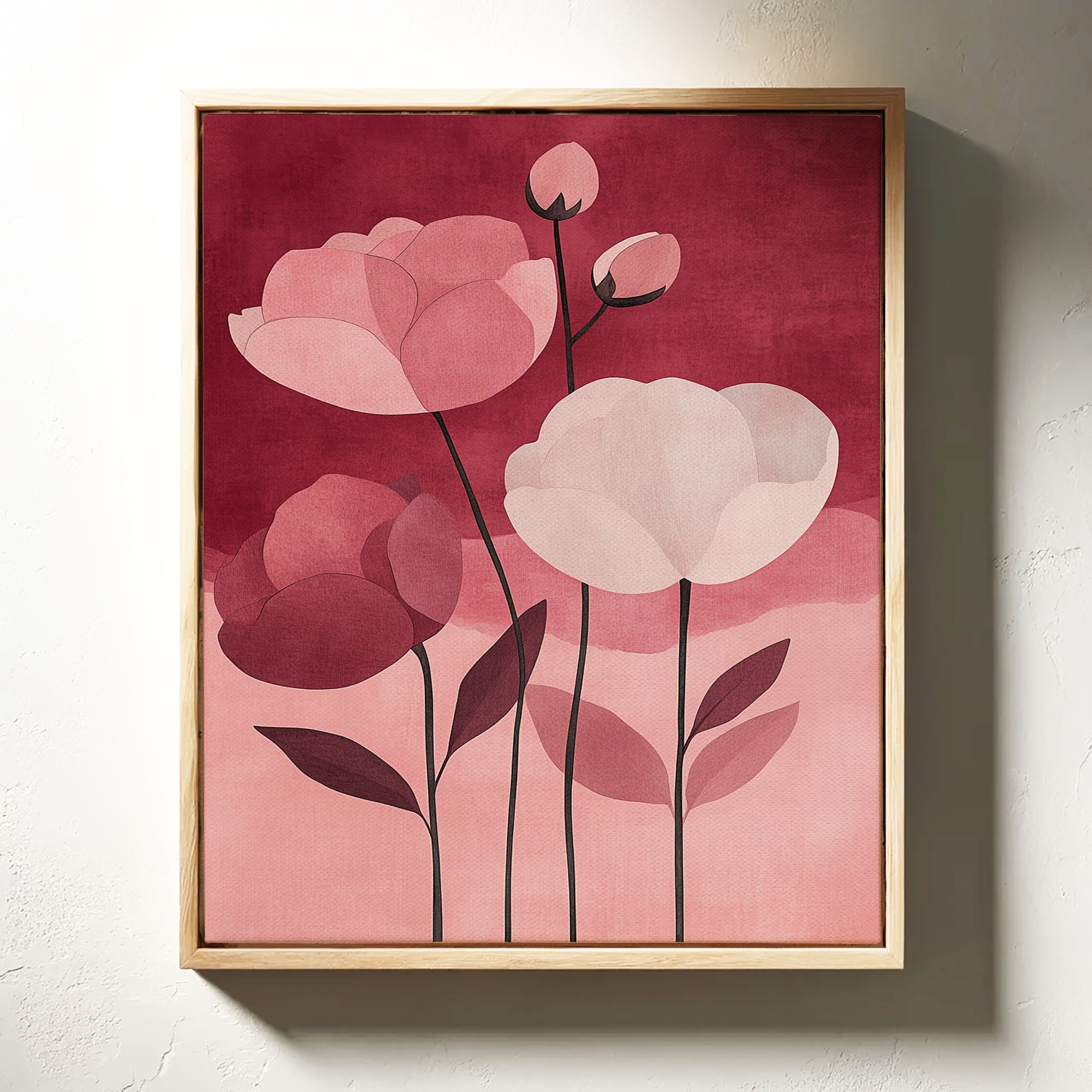 Peonies Rise Through Burgundy Mist