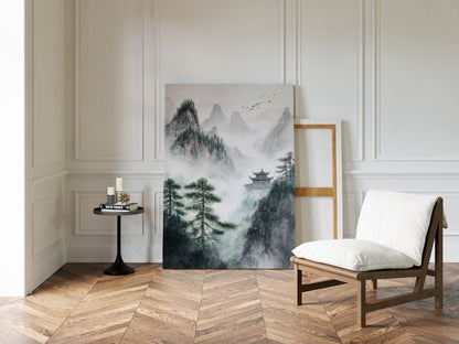 Misty Mountain Landscape – Tranquil Chinese Zen Wall Art