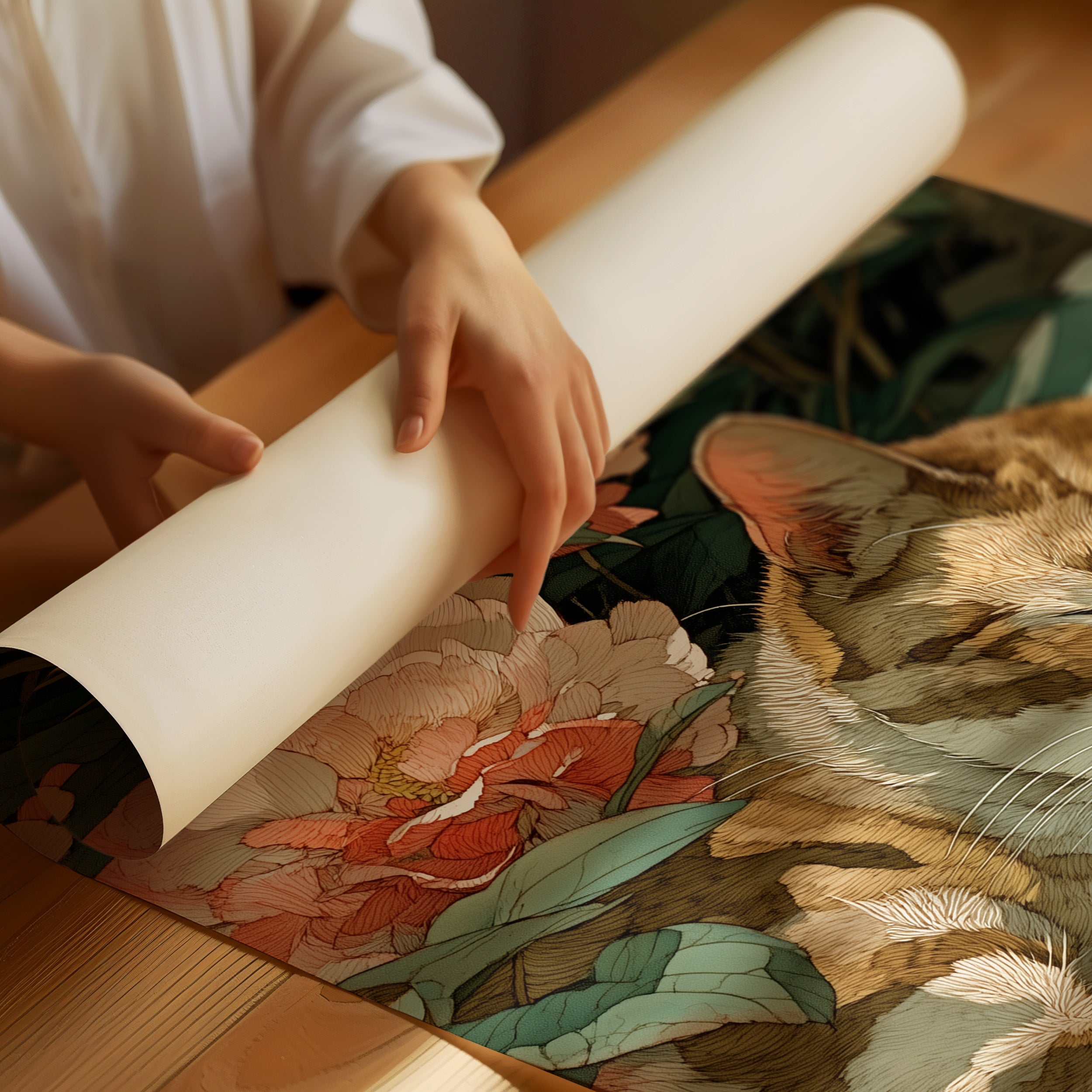 Afternoon Naps Between Coral Peonies