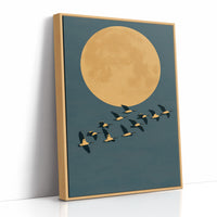Geese Cross the Harvest Moon