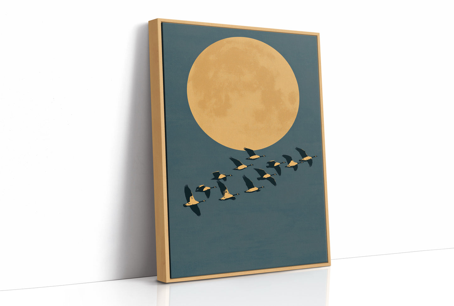 Geese Cross the Harvest Moon