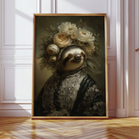 Regal Sloth in Floral Elegance