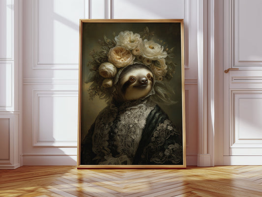 Regal Sloth in Floral Elegance