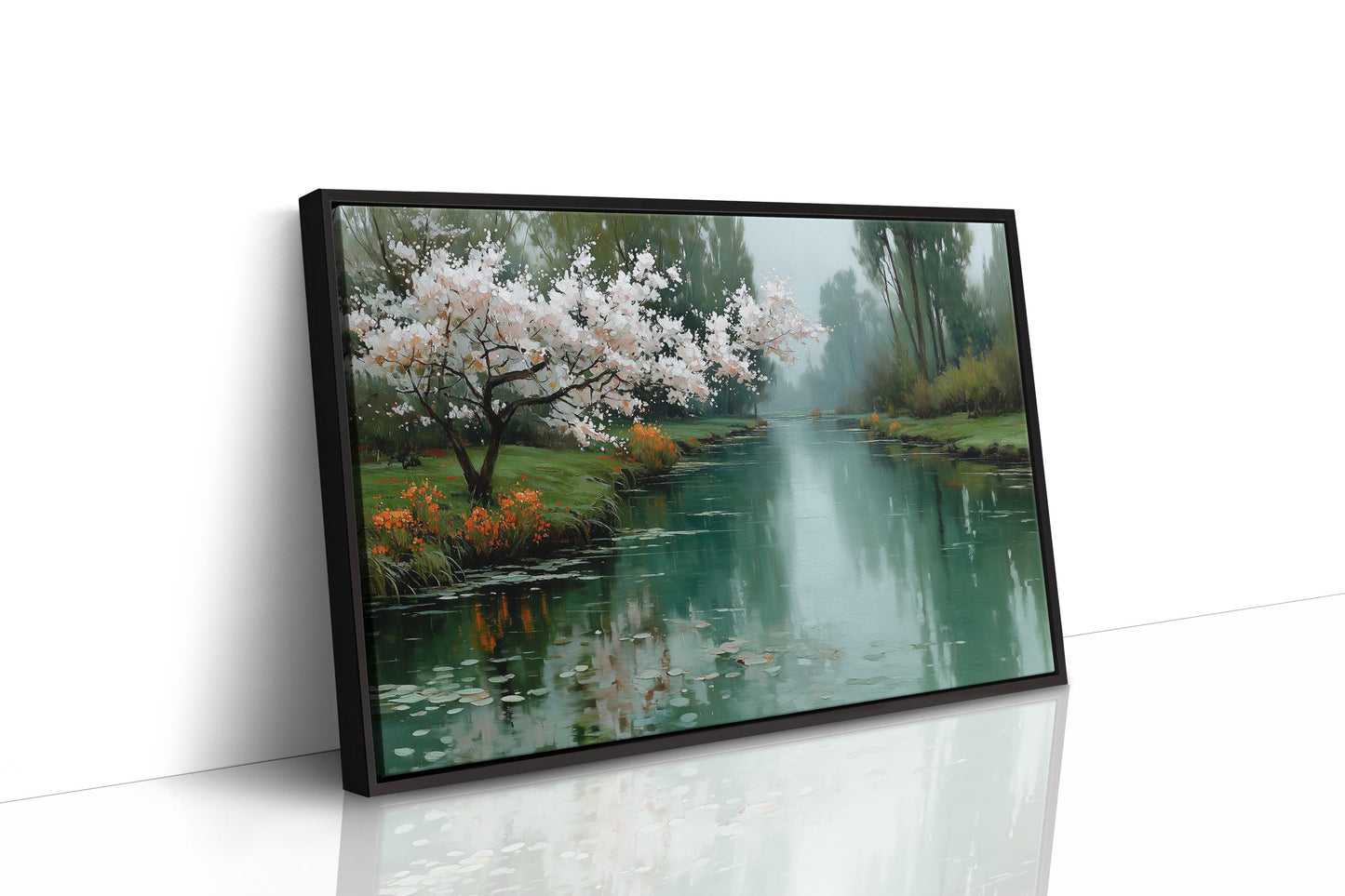 Cherry Blossoms Mirror Morning's Peace